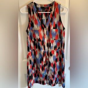 Aqua By Bloomingdale's XS Sleeveless Button Down Belted Sheath Dress NWOT